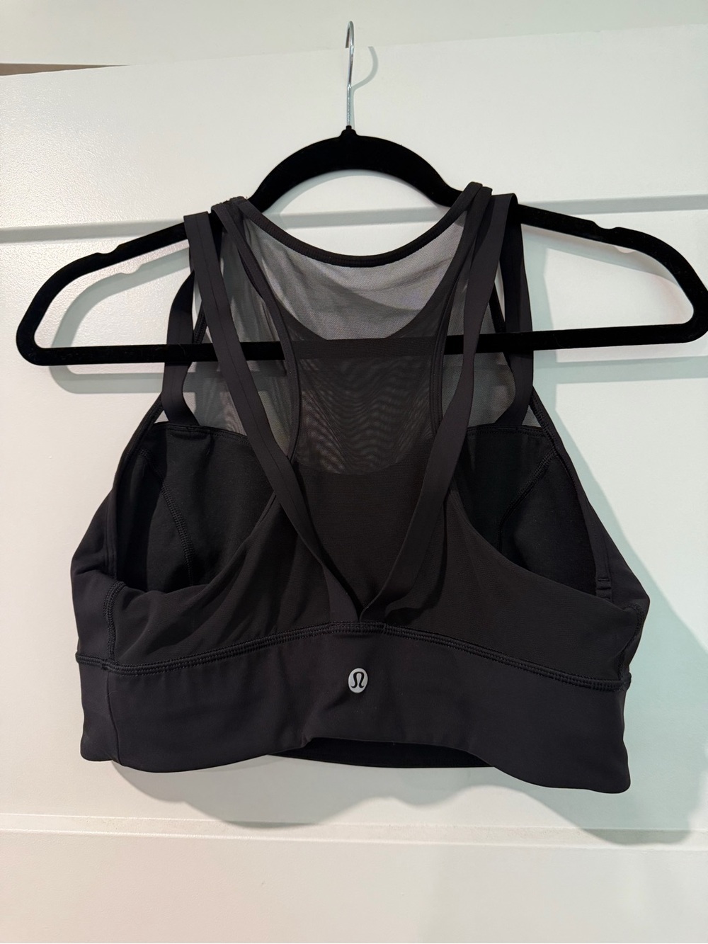 lululemon athletica Black Strappy Mesh-Back Sports Bra with Logo